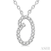 1/20 ctw Initial 'O' Round cut Diamond Pendant With Chain in 14K White Gold